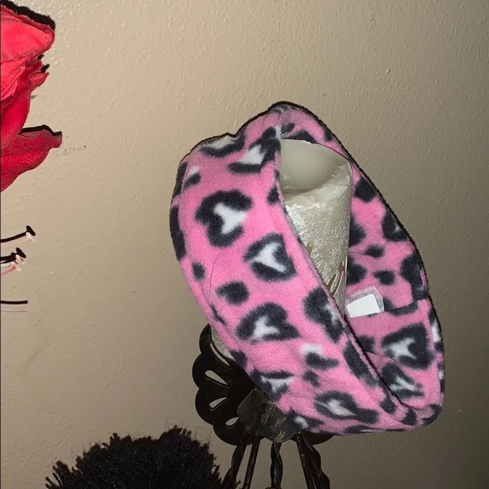 4 Pink beanie hat and headband set